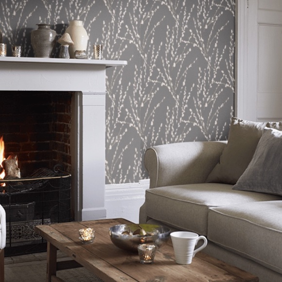 ROMO Luxury Wallpaper Mikado Gray Gold Catkins - Picture 2 of 10